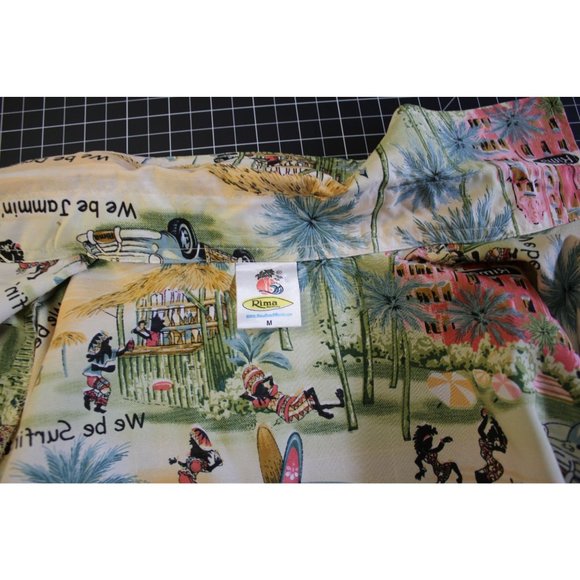 Rima Beach World/ Short Sleeved button Up/(Size M)/ Caribbean print/(100% Terivo - Picture 5 of 10